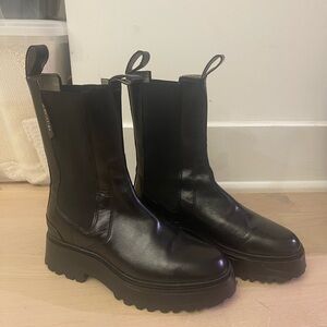 All Saints Black Ankle Boots with Chunky Sole